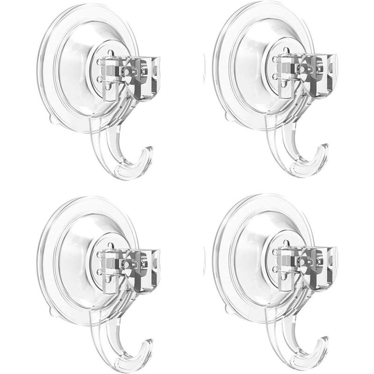Sunflowergb - Suction Cup Hook, Set of 4, Wall Hook Suction Cup Towel Holder for Kitchen/Bathroom/Bedroom Wall and Door