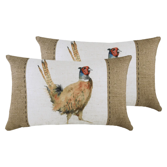 Carignan Hessian Pheasant Cushion with Filling