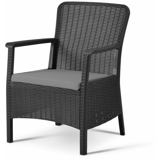 Two Newtown Outdoor Rattan Armchairs - Anthracite