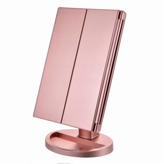 Enlightened courtesy mirror, magnification 1x / 2x / 3x, folding courtesy mirror, female, usb charging function, 180 degree adjustable support for