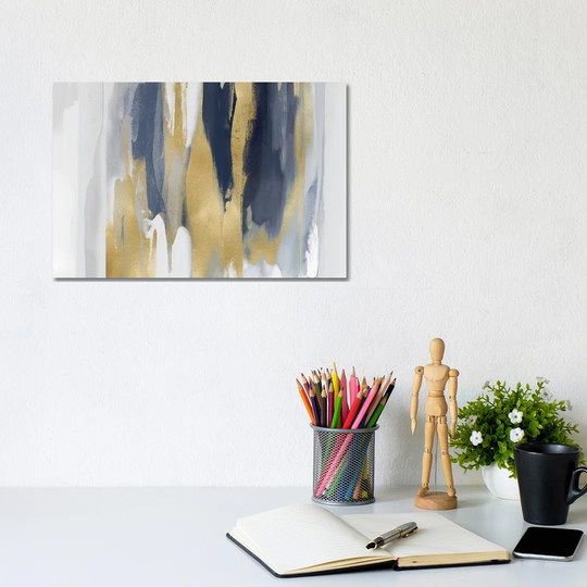 Echoes in Blue and Gold II by Jackie Hanson - Wrapped Canvas Graphic Art