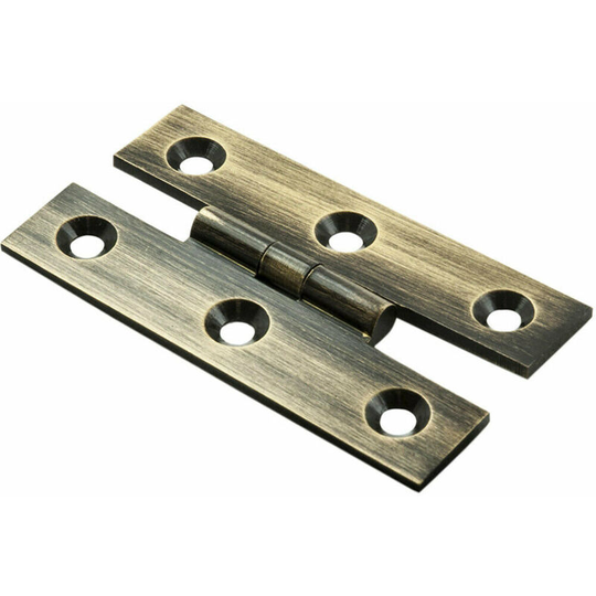 Pair 63 x 38 x 2mm h Pattern Cabinet Hinge Antique Brass Cupboard Door