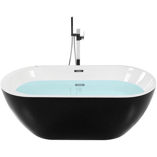 Beliani - led Whirlpool Bathtub Freestanding with Jets 1700 x 800 mm Black Nevis iii - Black