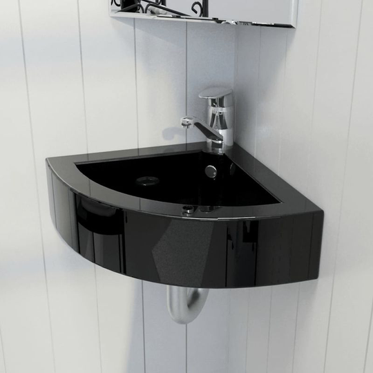 Wash Basin with Overflow 45x32x12.5 cm Black VD04202 - Hommoo