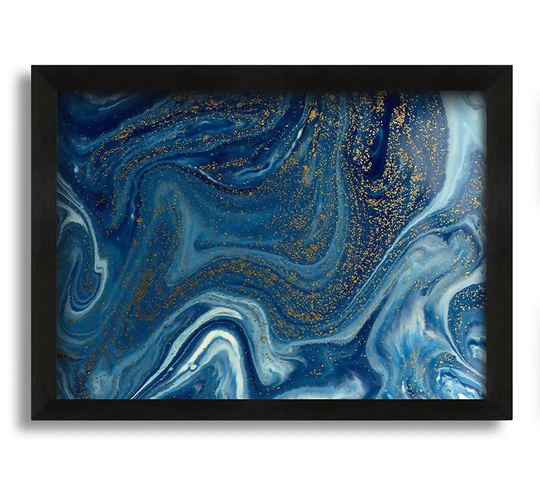 Blue Glitter Flow - Picture Frame Painting on Canvas
