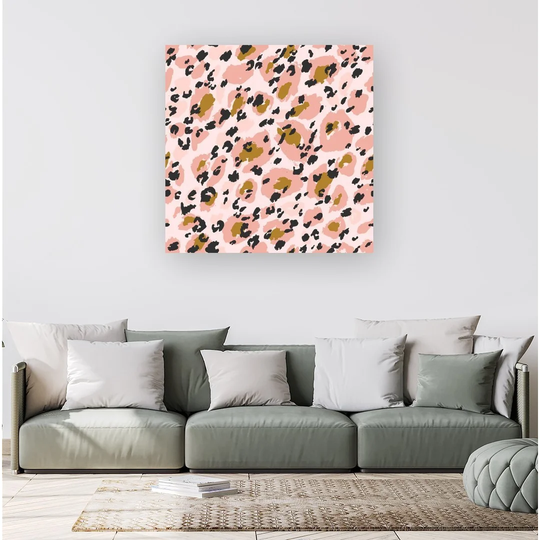 Hand Drawn Pink Leopard - Wrapped Canvas Graphic Art