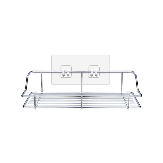 Ilovemilan - No-Puncture Stainless Steel Bathroom Shelves Toilet Storage Shelves Kitchen Seasoning Storage Shelves Wall Shelves