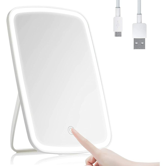Makeup Mirror with led Light with Touch Switch, Variable Healing, usb Rechargeable Table Mirror for Makeup, Shaving and Facial Care - Litzee