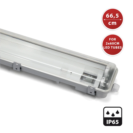 IP65 Waterproof Outdoor Ceiling Light For 1 LED Tube. Garden Ceiling Light. Pre-Wired. Simple Mounting. Length 127.5Cm