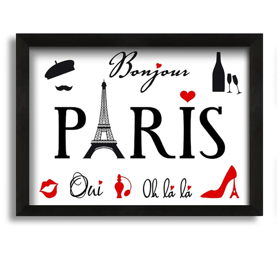 Eiffel tower France 9 - Picture Frame Typography on Canvas