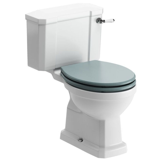 Signature - Aphrodite Close Coupled Toilet with Lever Cistern - Sea Green Ash Soft Close Seat