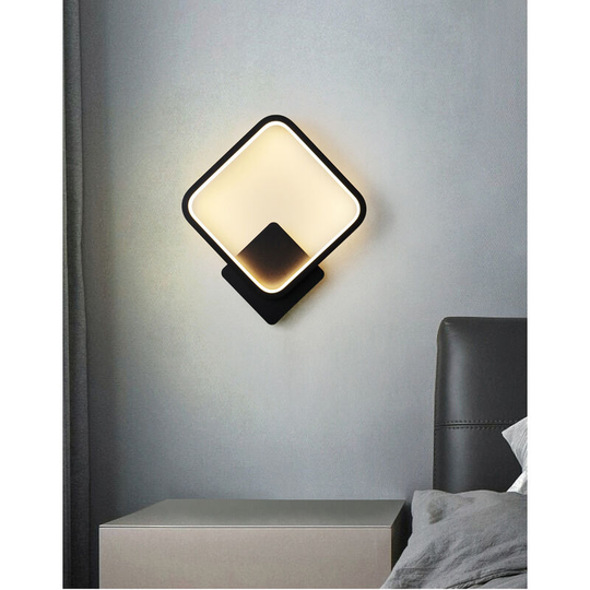 13W led Indoor Wall Light Round Wall Lamp Black Warm White 3000K Modern for Bedroom Living Room Staircase Corridor ac 230V [Energy Class f]