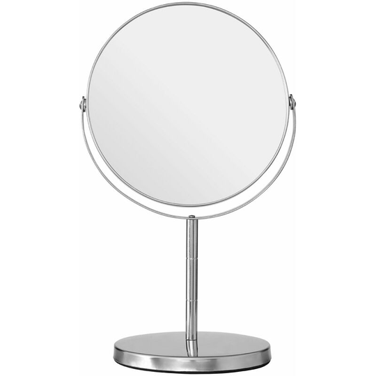 Stainless Steel Swivel Table Mirror For Contemporary Bathroom Round Mirror With Stand For Makeup And Grooming Purposes 113 x 29 x 18 cm - Premier