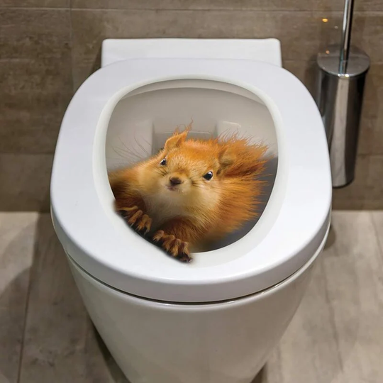3D Squirrel Decals Toilet Lid Stickers Removable Waterproof Toilet Seat Stickers for Bathroom WC Toilet Restroom Decor