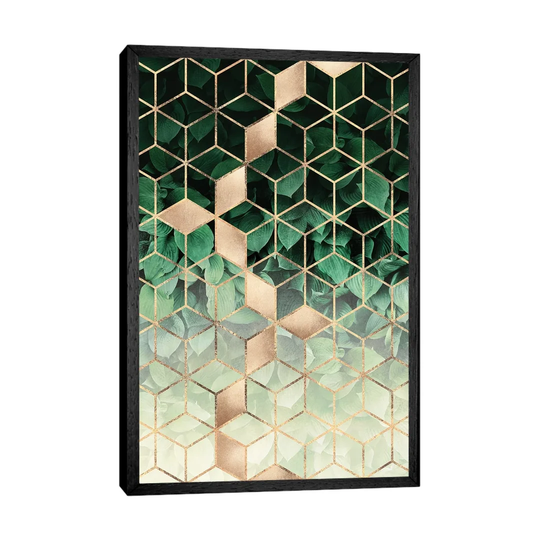 Leaves and Cubes I by Elisabeth Fredriksson - Graphic Art Print on Canvas