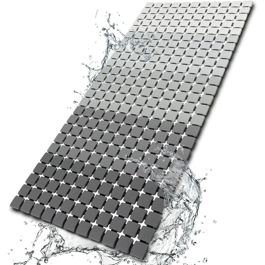 33.4 x 15.7 In Non Slip Bathtub Mat, with Suction Cups and Drain Holes Bath Mat (Gradient Grey)