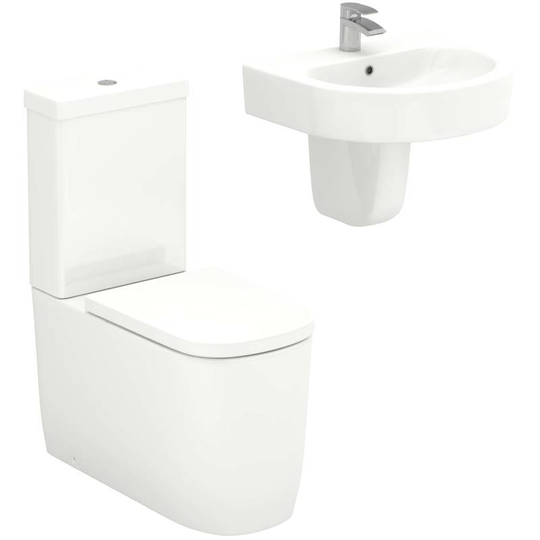 Stamford 550mm Semi Pedestal Basin and Toilet Suite - White