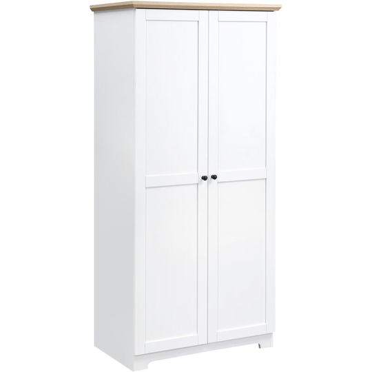 172cm Wooden Storage Cabinet Cupboard With 2 Doors 4 Shelves White - White - Homcom