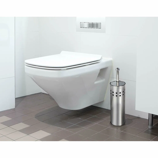 Chrome Stainless Steel Bathroom Free-Standing Toilet Brush And Holder Set