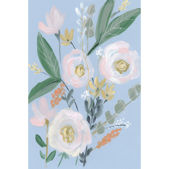 Spring Bouquet on Blue II by Jennifer Goldberger - Wrapped Canvas Painting