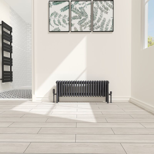NRG - Traditional 4 Column Radiator Cast Iron Style Heating Rads Horizontal Anthracite 300x1010mm