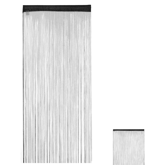 Set of 1 Relaxdays Black String Curtains, Can be Shortened, With Eyelet Top for Windows & Doors, 90x245 cm, Black