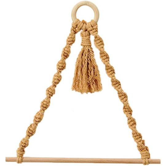 Toilet Paper Holder, Rope Toilet Paper Holder Nordic Wood Wall Hanging Towel Holder Bathroom Decor - Apricot