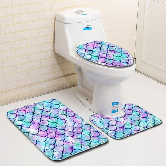 Perleraregb - New Non-Slip Bath Mat, 3 Piece Bath Mats Contour Bathroom Mat Set Toilet Mat wc (a)