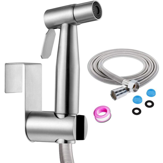 Dksfjkl - Toilet Bidet Sprayer Kit and Stainless Steel Toilet Bidet Sprayer Easy to Install with 1.5m Spring Shower Hose and Hook