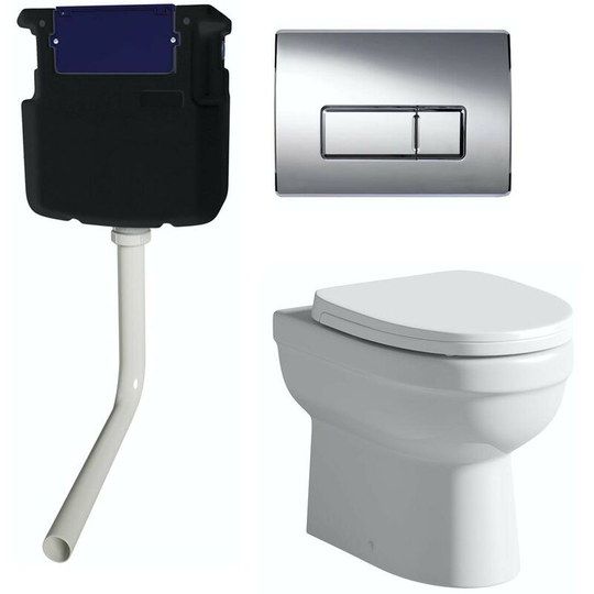 Eden back to wall toilet with soft close seat, concealed cistern and push plate - White - Orchard