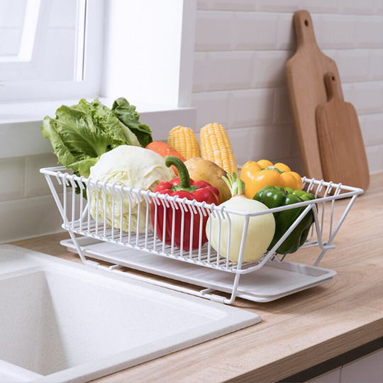 Large Metal Wire Dish Rack with Drip Tray - Livingandhome