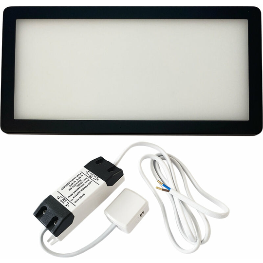 Loops - 1x matt black Ultra-Slim Rectangle Under Cabinet Kitchen Light & Driver Kit - Warm White Diffused led