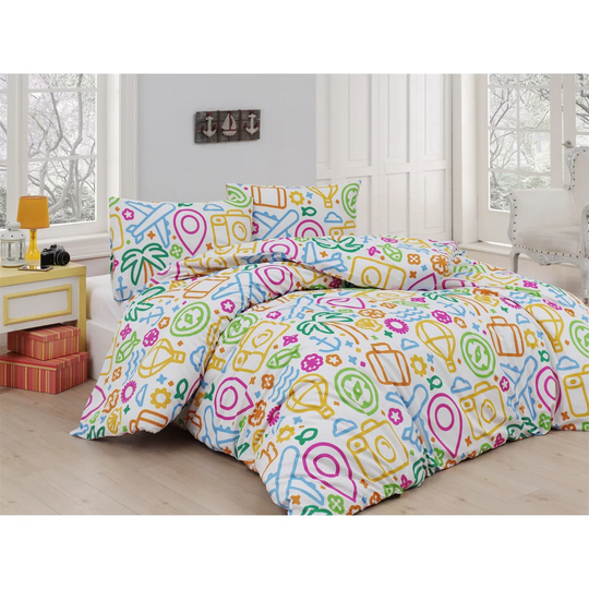 Kathleen Multicolour 100% Cotton Duvet Cover Set