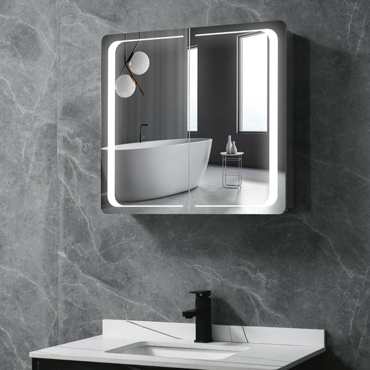 Double Door led Illuminated Bathroom Mirror Cabinet - Livingandhome