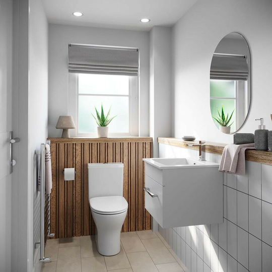 Derwent white cloakroom suite with round close coupled toilet - White - Orchard