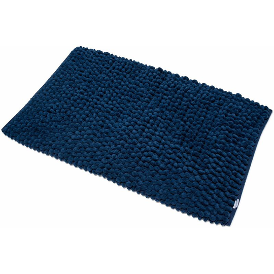 Navy Cotton Bath Mat Rug Bathroom Accessory Shower Slip Resistant Back - Blue - Croydex