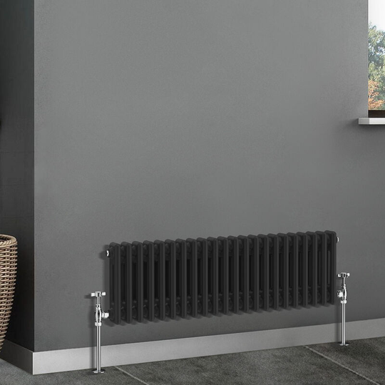 Traditional Radiator Cast Iron Style Radiator 2 Column Black 300x1010mm