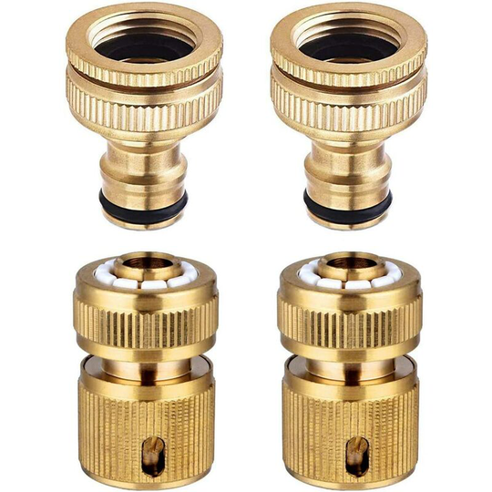 4 Pieces Garden Hose Faucet Connector Quick Connect for 1/2 in. and 3/4 in. Hose Pipe
