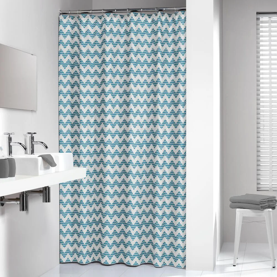House of Hampton Motif Shower Curtain 180X200 Cm Polyester Petrol Blue