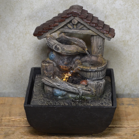 Darrin Resin Pots Under Roof Fountain with LED Light