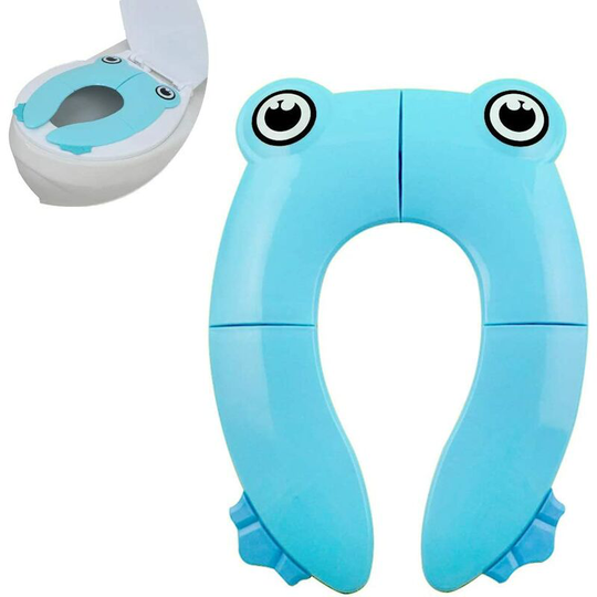 Reducer wc Foldable Travel Children's Baby Toilet Section for Baby Comfort pp Equipment With 4 Silicone Non-Slip Skates and 1 Transport Bag - Blue