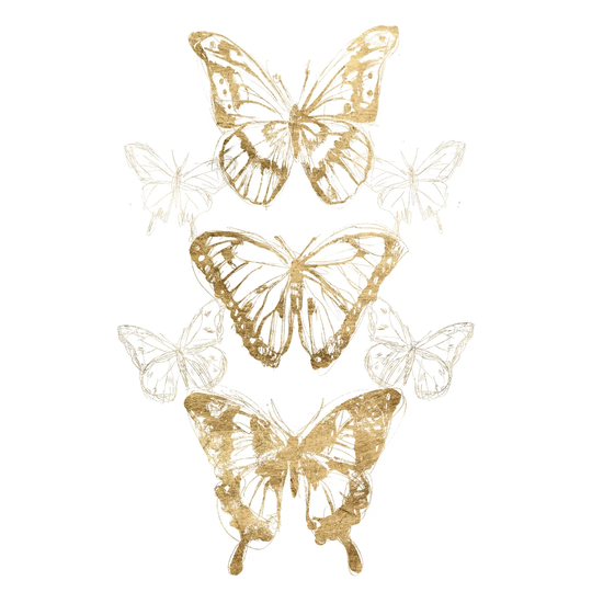 Gold Butterfly Contours II by June Erica Vess - Wrapped Canvas Painting