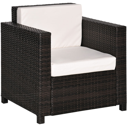 Garden Patio Rattan Wicker Furniture Single Cube Chair Sofa Outdoor Brown - Brown