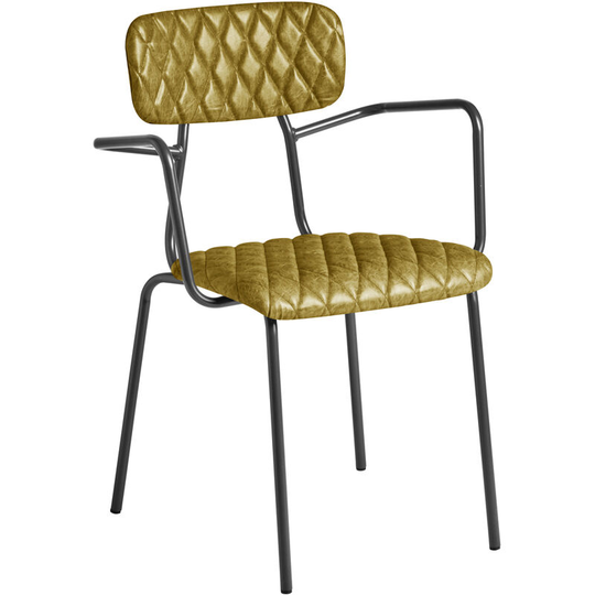 Tara Armchair - Diamond Stitched - Vintage Gold. - gold