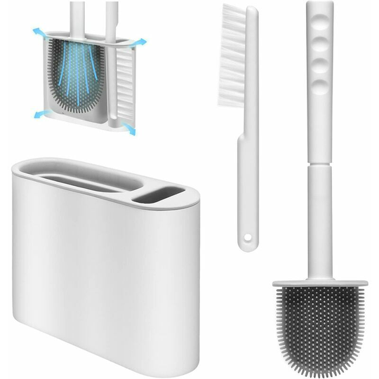 Toilet Brush, Toilet Brush and Cleaning Brush Set, with Wall bracket and vertical quick-drying set, Silicone toilet brush for bathroom or guest