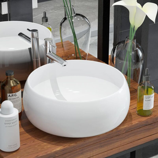 Basin Round Ceramic White 40x15 cm VDTD04464 - Topdeal