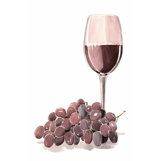 Wine Watercolour I - Wrapped Canvas Painting