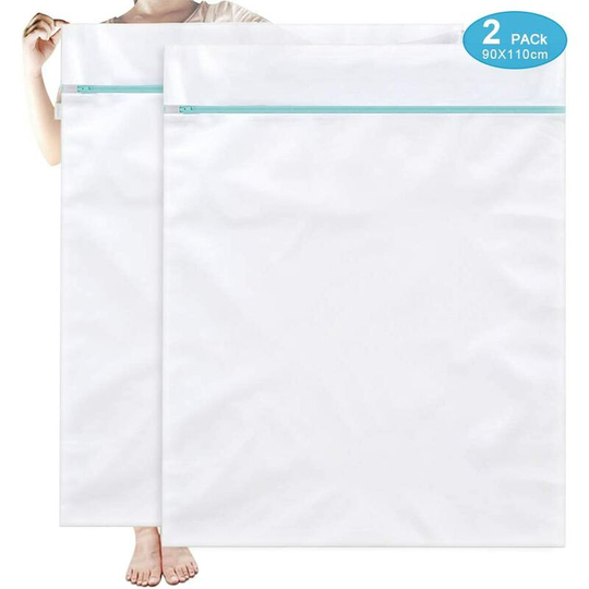 Large Size Wash Net Laundry Net Washing Machine Mesh Laundry Bags Washing Bags with Zipper for Bedding Blanket Quilt Sheet, 90x110cm Pack of 2