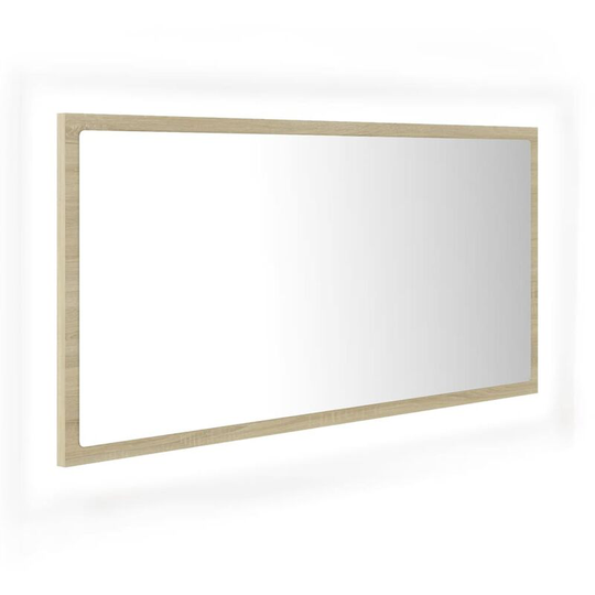 LED Bathroom Mirror Sonoma Oak 90x8.5x37 cm Engineered Wood vidaXL - Brown