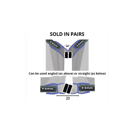 Magnetic Shower Seal for Screens or Doors | Fits 4, 5 or 6mm Glass | Sold as Pairs | MAG004 (200cm) - Clear